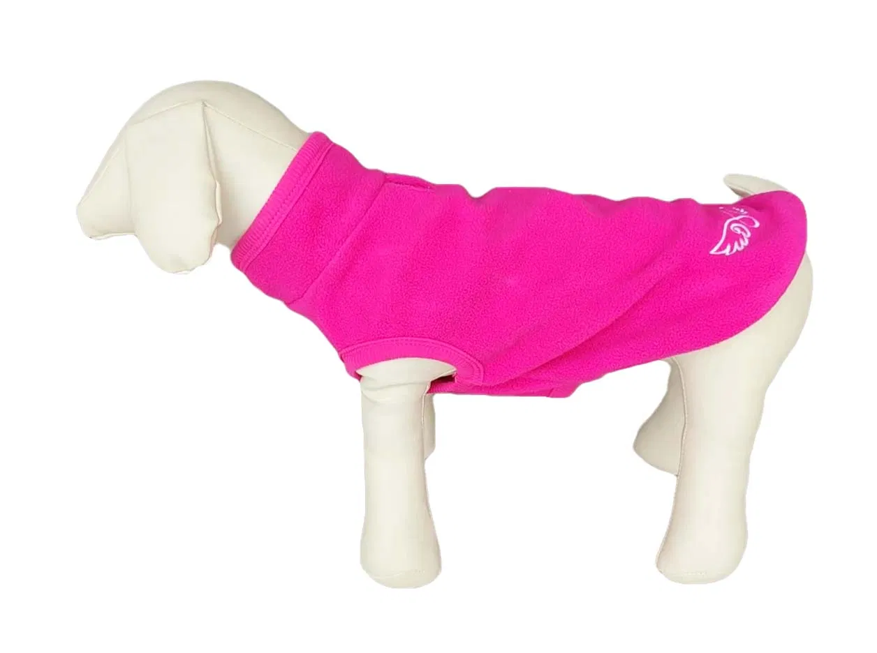 Durable Pink Polar Fleece Dog Pet Embroidery Vest Clothes Apparel