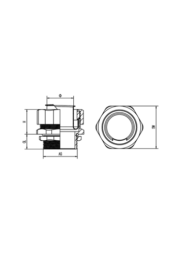 Ended Hose Fittings Technical Drawing