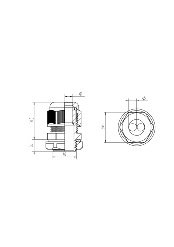 Nylon Reinforced Cable Gland Dimensions