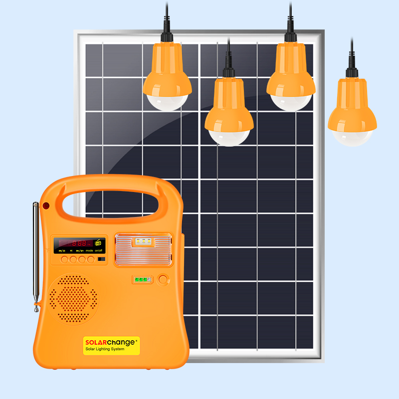10W/20W Solar Household System with 4 Bulbs Solar Home Kit for Indoor and Outdoor FM Radio/Bluetooth/Mobile Charger/Torch (SF-320)