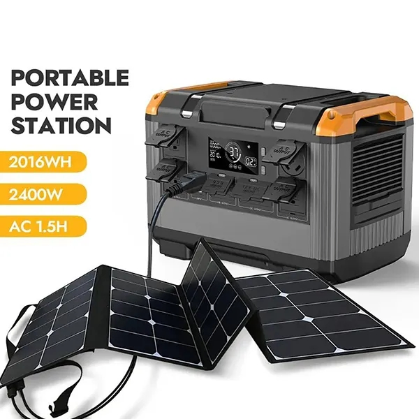 2016wh Solar Portable Power Station 2400W MPPT AC Charging UPS LiFePO4 Battery