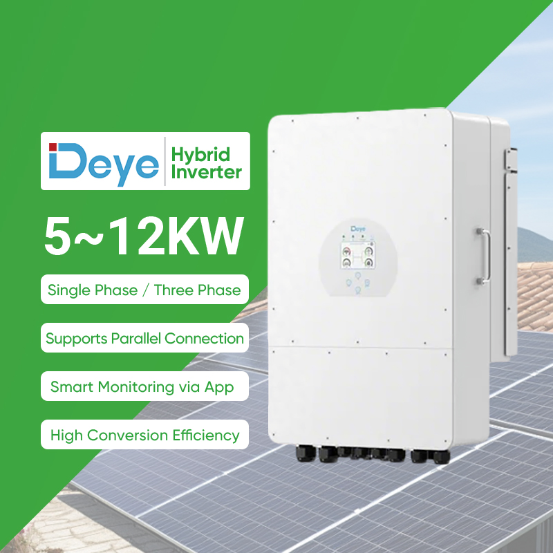 Deye Hybrid 12kw Solar Power Inverter 5kw 8kw 10kw MPPT Charger Controller Hybrid Solar Single/Three Phase Hybrid Inverter for Home Energy Storage System