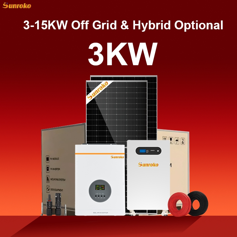 Sunroko off-Grid Solar Power System 3kw 5000W 6kw 8kw 10kw Hybrid Solar All in One System Paneau Solaire Systeme Complet