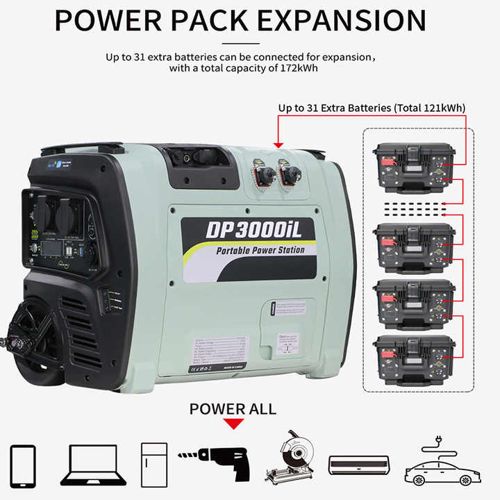 3000W LiFePO4 Battery Portable Solar Power Station for Camping Emergency Home Use