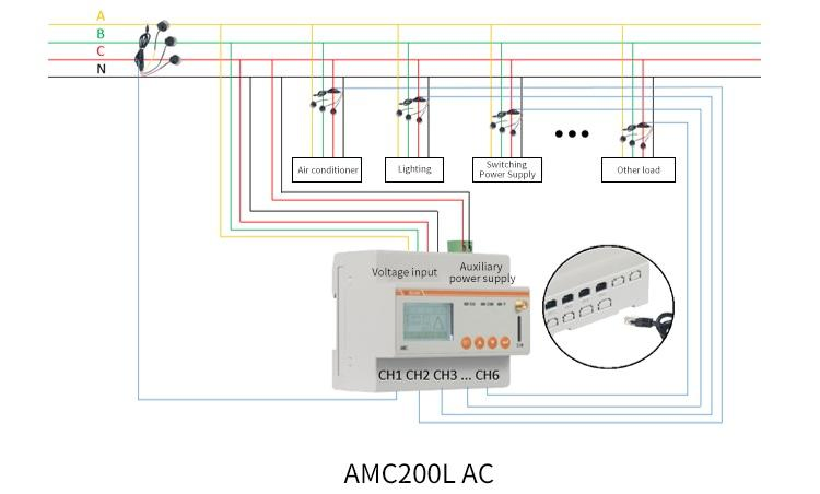 Acrel Amc200L-8e3 Connect to 8 Three-Phase AC Circuits at The Same Time Power Monitoring Device LCD Display