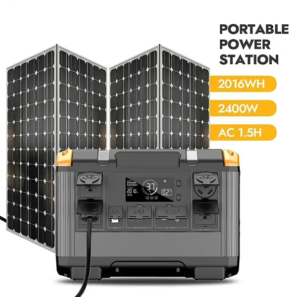 2016wh Solar Portable Power Station 2400W MPPT AC Charging UPS LiFePO4 Battery