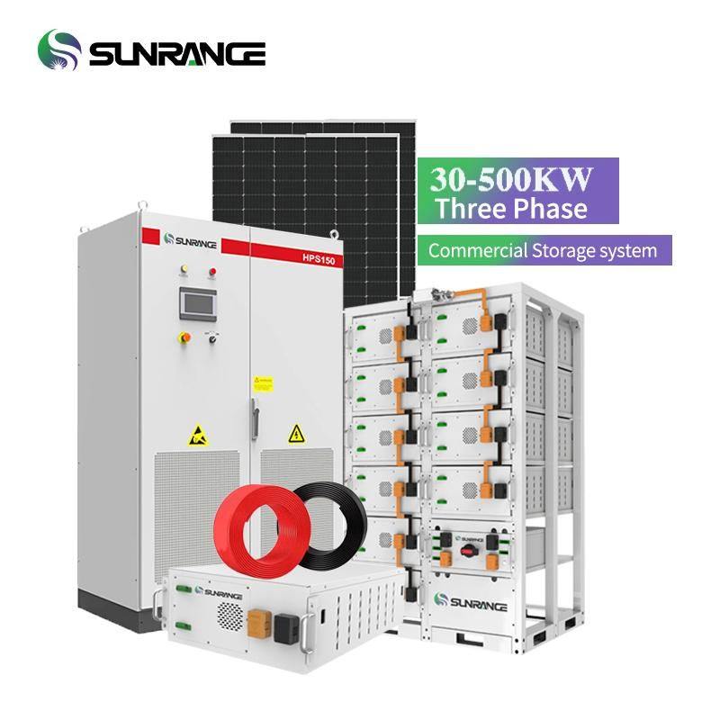 Sunrange 50kw 100kw Solar Energy System Commercial Hybrid Solar Storage System Solar Power System with BMS 200kwh 500kwh Lithium Battery