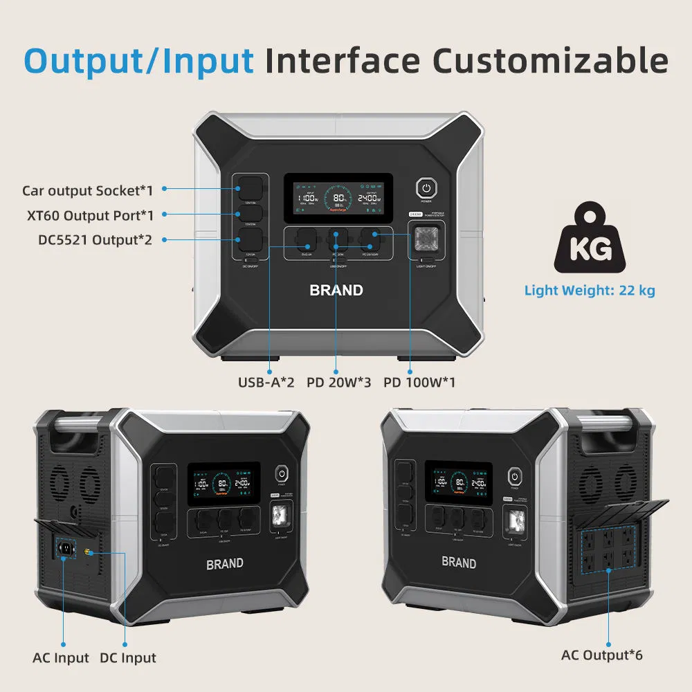 Portable Pure Sine Wave Power Station 2048wh LiFePO4 Battery MPPT Controller