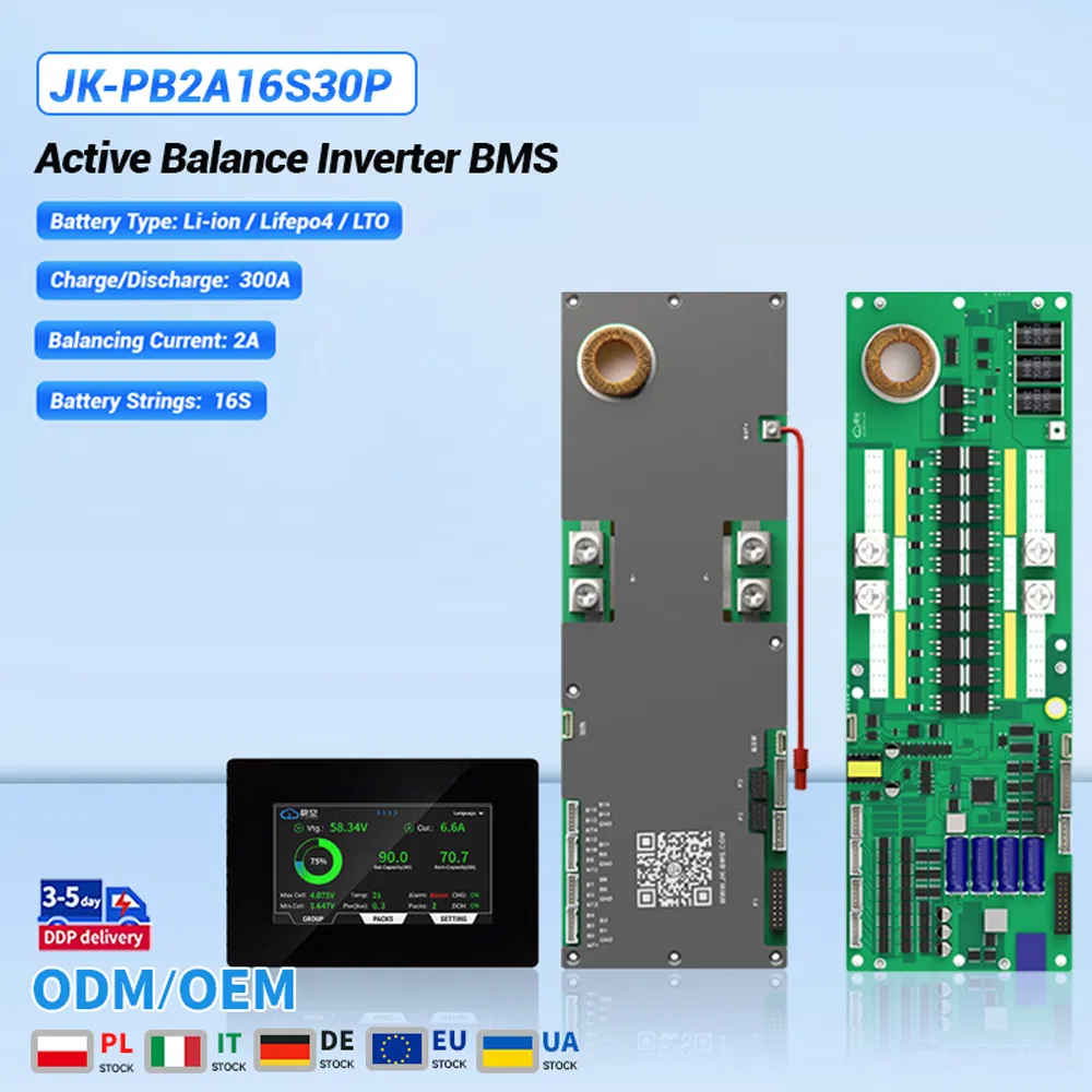 Smart 300A Inverter Jk for with 2A Active Balance for 8-16s Solar Energy Storage Systems Metal Core PCB Bt Can RS485