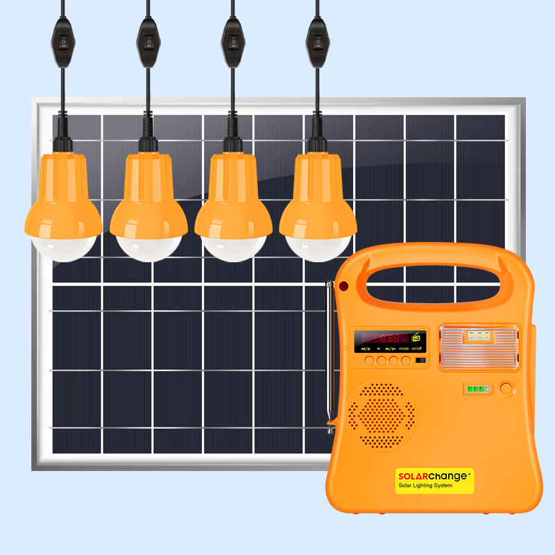 10W/20W Solar Household System with 4 Bulbs Solar Home Kit for Indoor and Outdoor FM Radio/Bluetooth/Mobile Charger/Torch (SF-320)