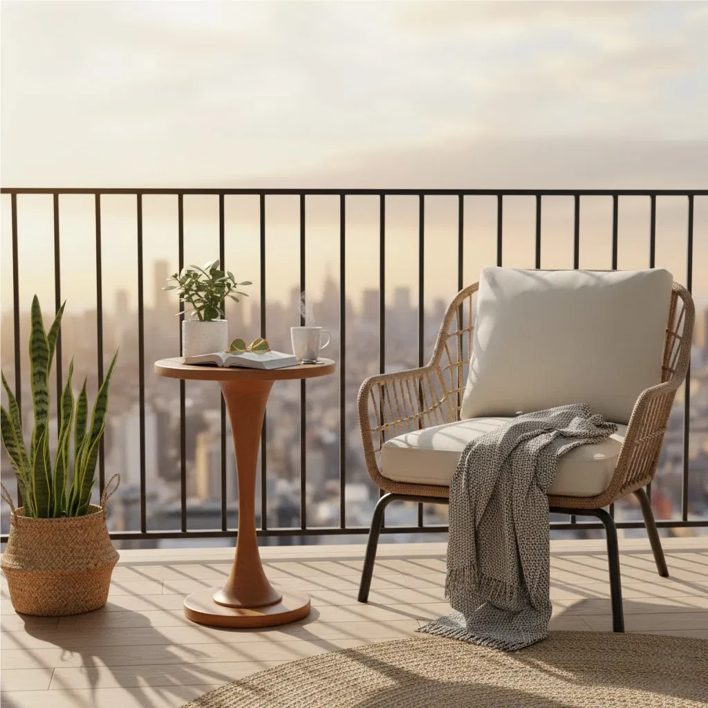 Teak Swirl Pedestal Side Table