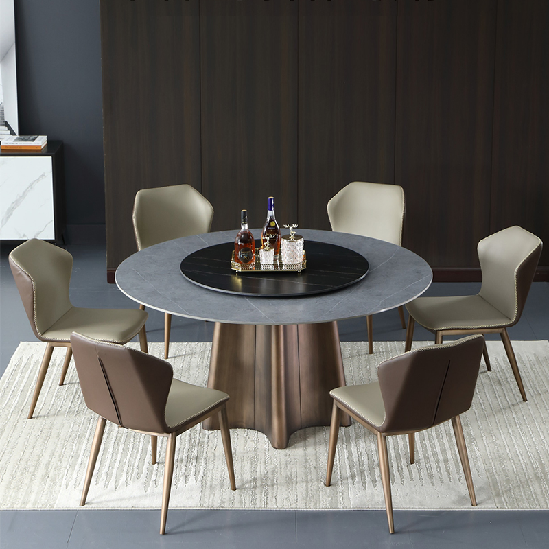 Luxury Sintered Stone Multi Functional Dual Purpose Round Extendable Dining Table with Extension