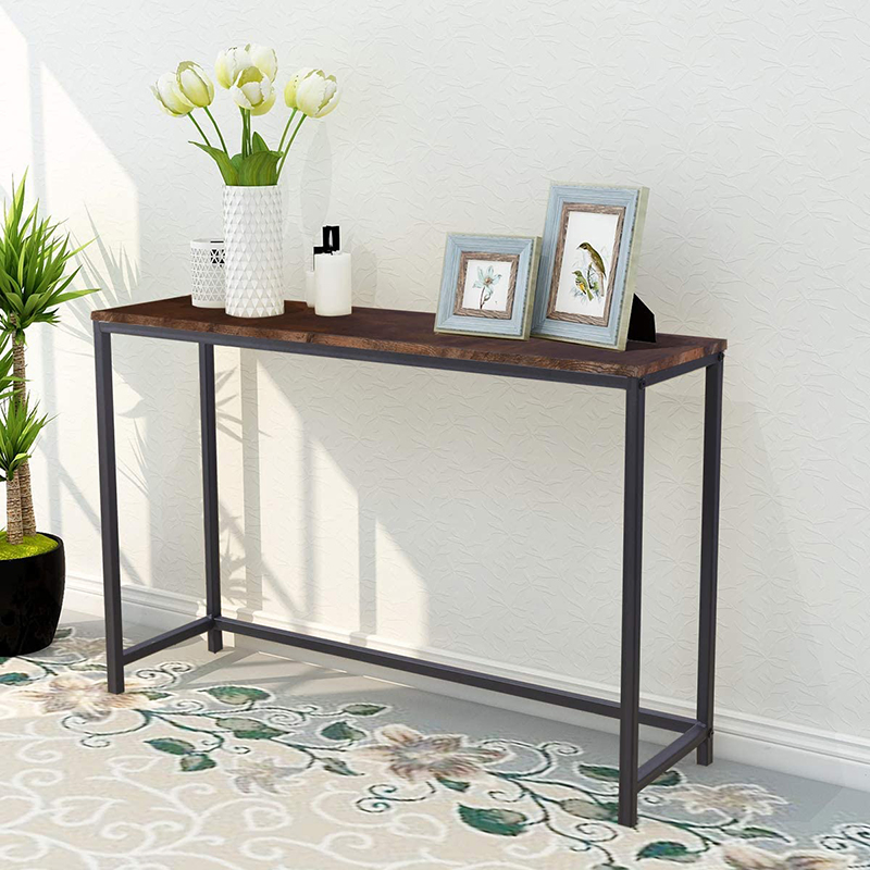 Home Hallway Wood Metal Long Narrow Console Table