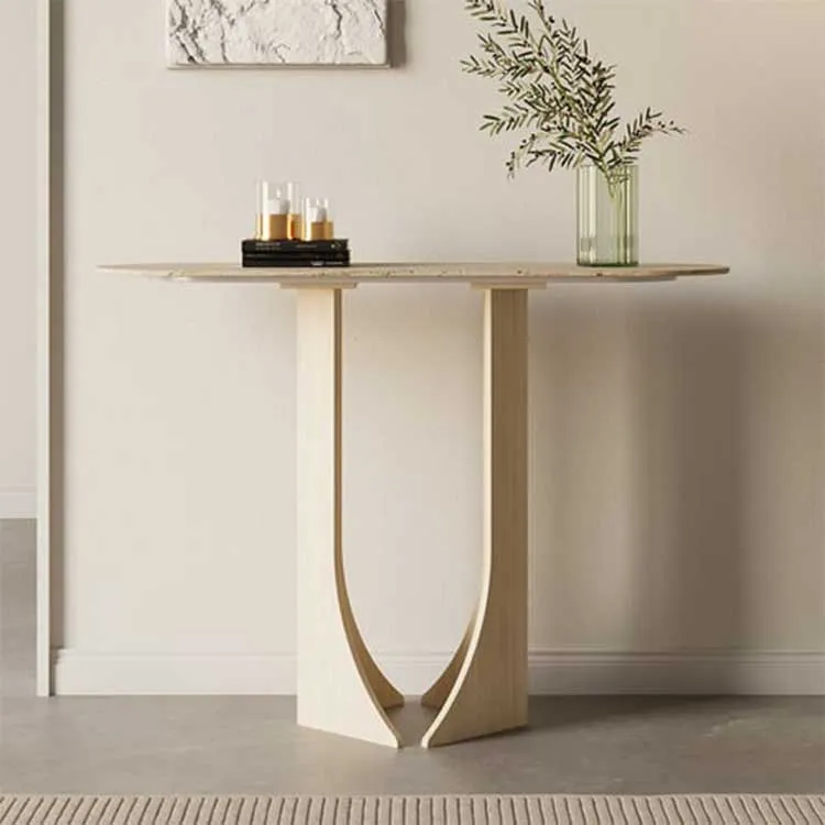 Travertine Console Table View 1