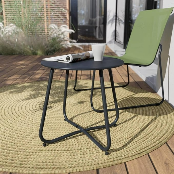 Light Weight Round Shape Balcony Patio Tables Room Metal Sofa Side Table