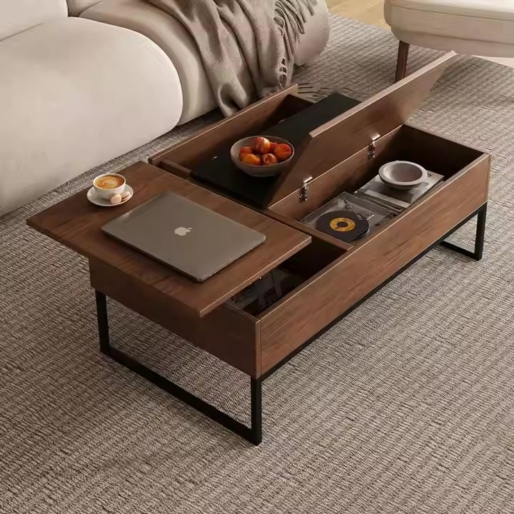 Luxury Wholesale Furniture Living Room Adjustable Lift Top Coffee Table with Hidden Storage Homeoffice Desk