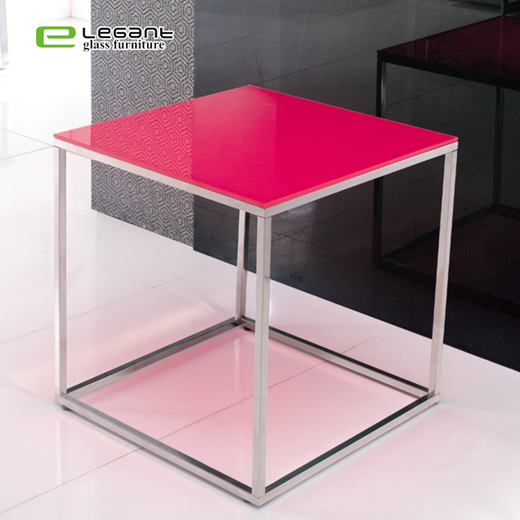 Modern Style Square Black Tempered Glass Side Table Coffee Nesting Table