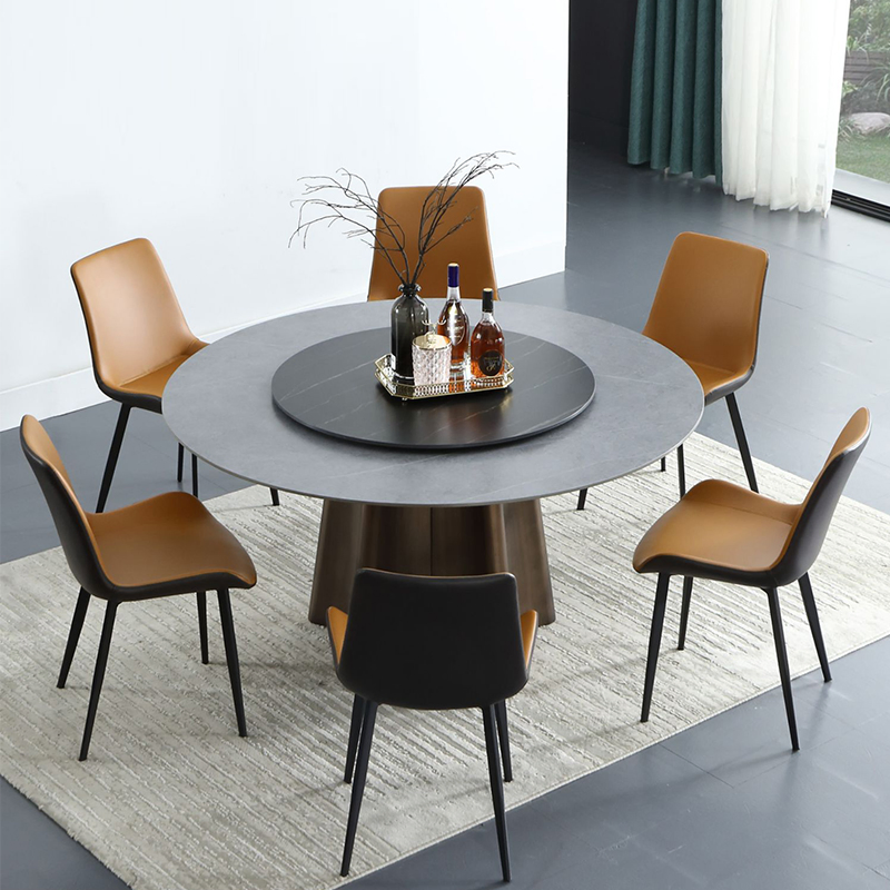 Luxury Sintered Stone Multi Functional Dual Purpose Round Extendable Dining Table with Extension