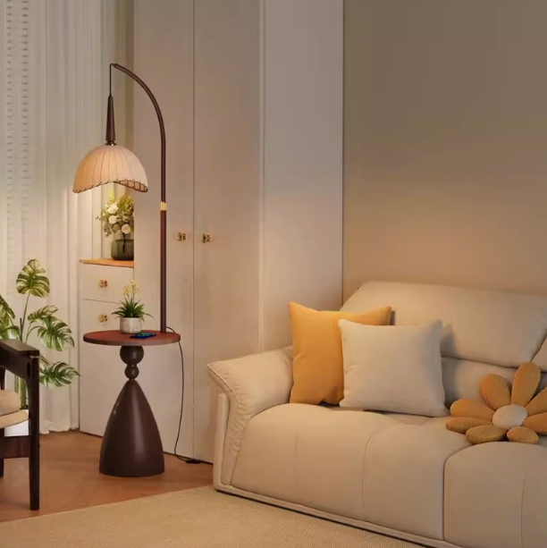 Solid Wood Edge Table with Lighting Living Room Edge Table Bedside Table Coffee Table