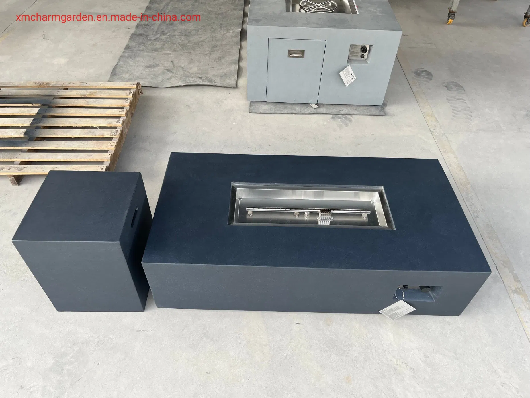 Whole Set Outdoor Gas Fire Table with Side Table Gas Cylinder Tank Cove for Backyard Furnishings Patio Heating