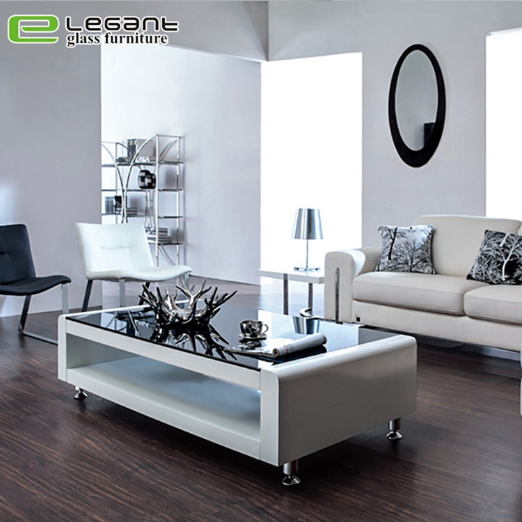 Bent Glass Coffee Table with MDF Base