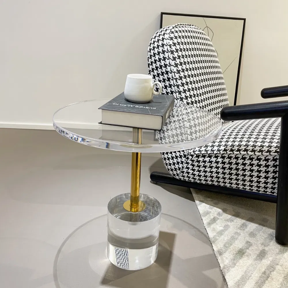 Luxe Clear Acrylic Side Table Gold Accent Minimalist Decor