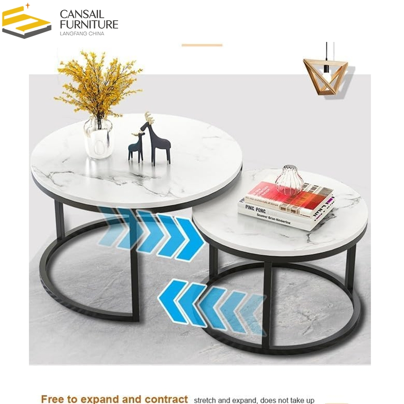 Round Coffee Table Set of 2 End Table, Sturdy and Easy Assembly