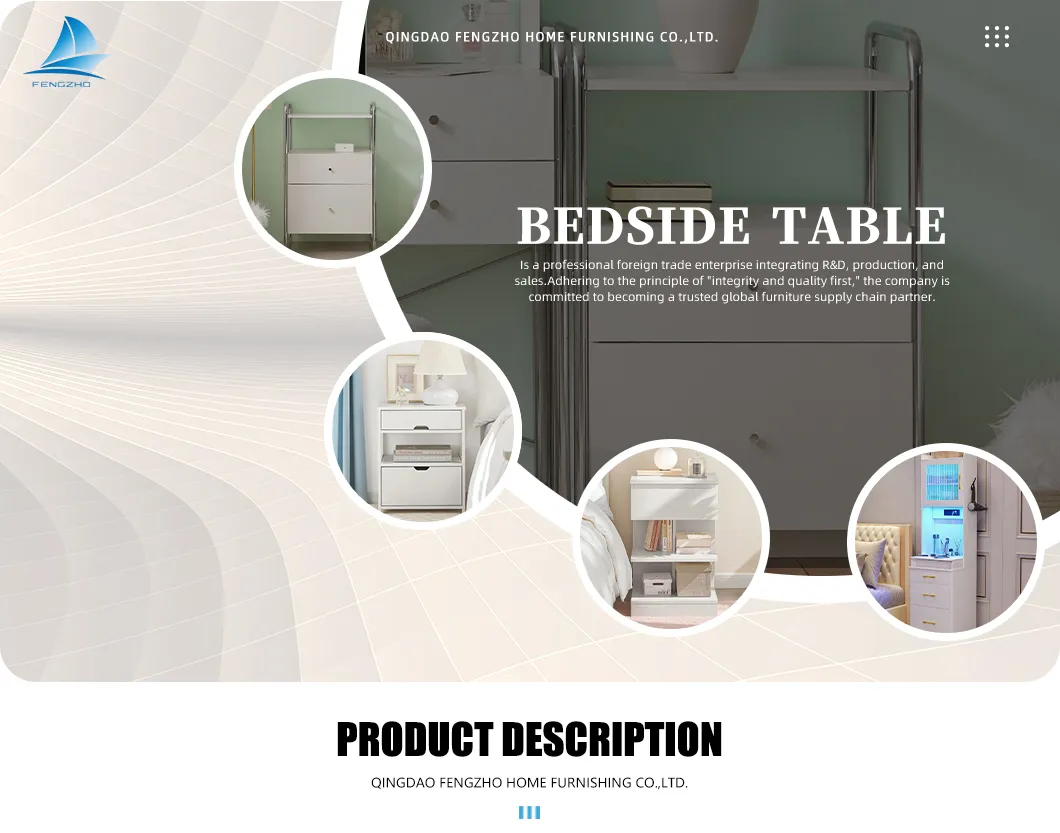 Elegant and Light Luxury Furniture Wooden Bedside Table