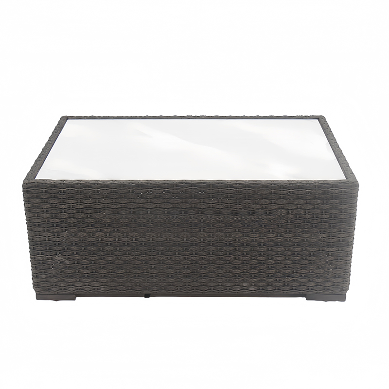 Modern Furniture Outdoor Dining Table Marble Aluminum Frame Garden Sectional PE Rattan Wicker Coffee Table with Adjustable Lounger Sofa &amp; Ottomans, for Balcony