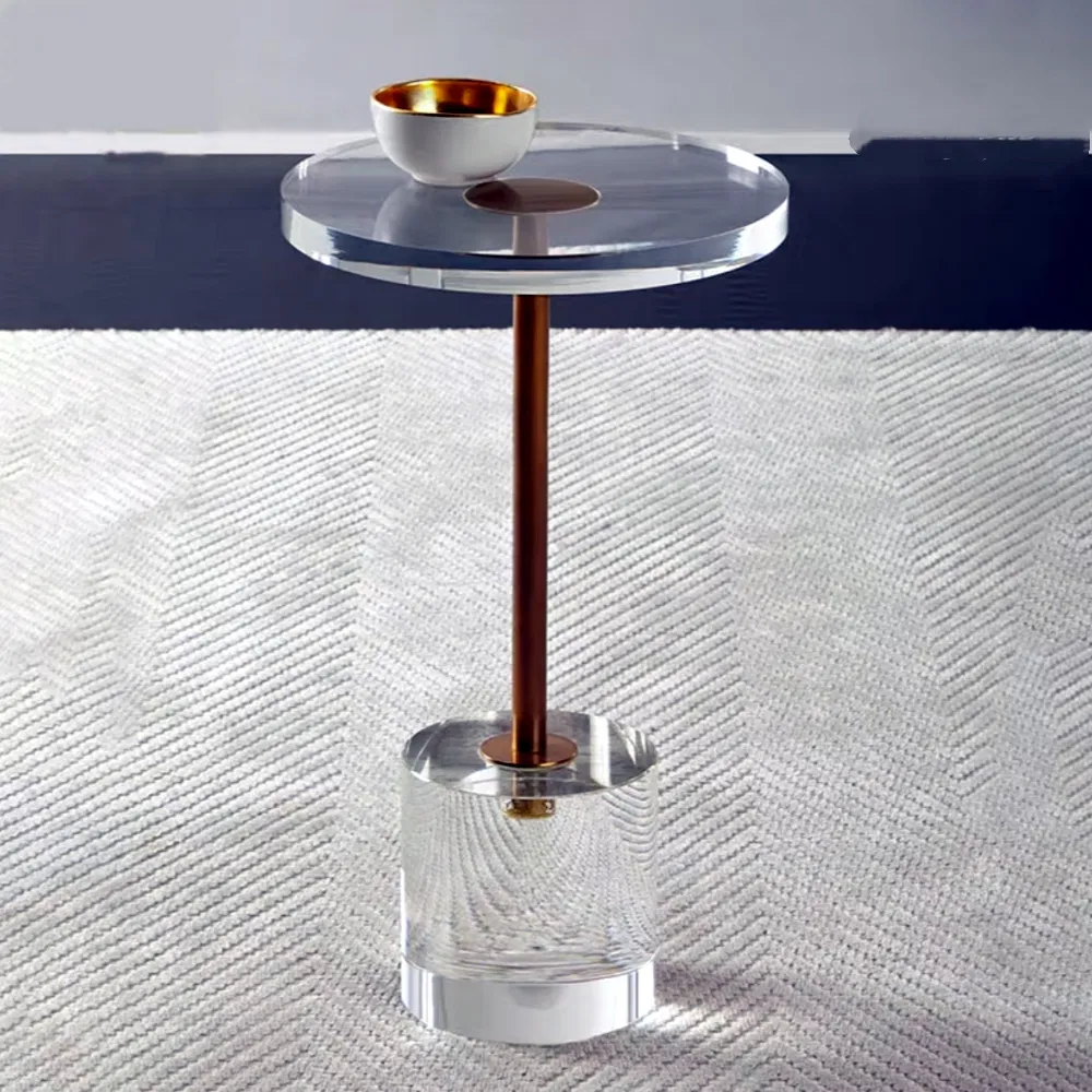 Luxe Clear Acrylic Side Table Gold Accent Minimalist Decor