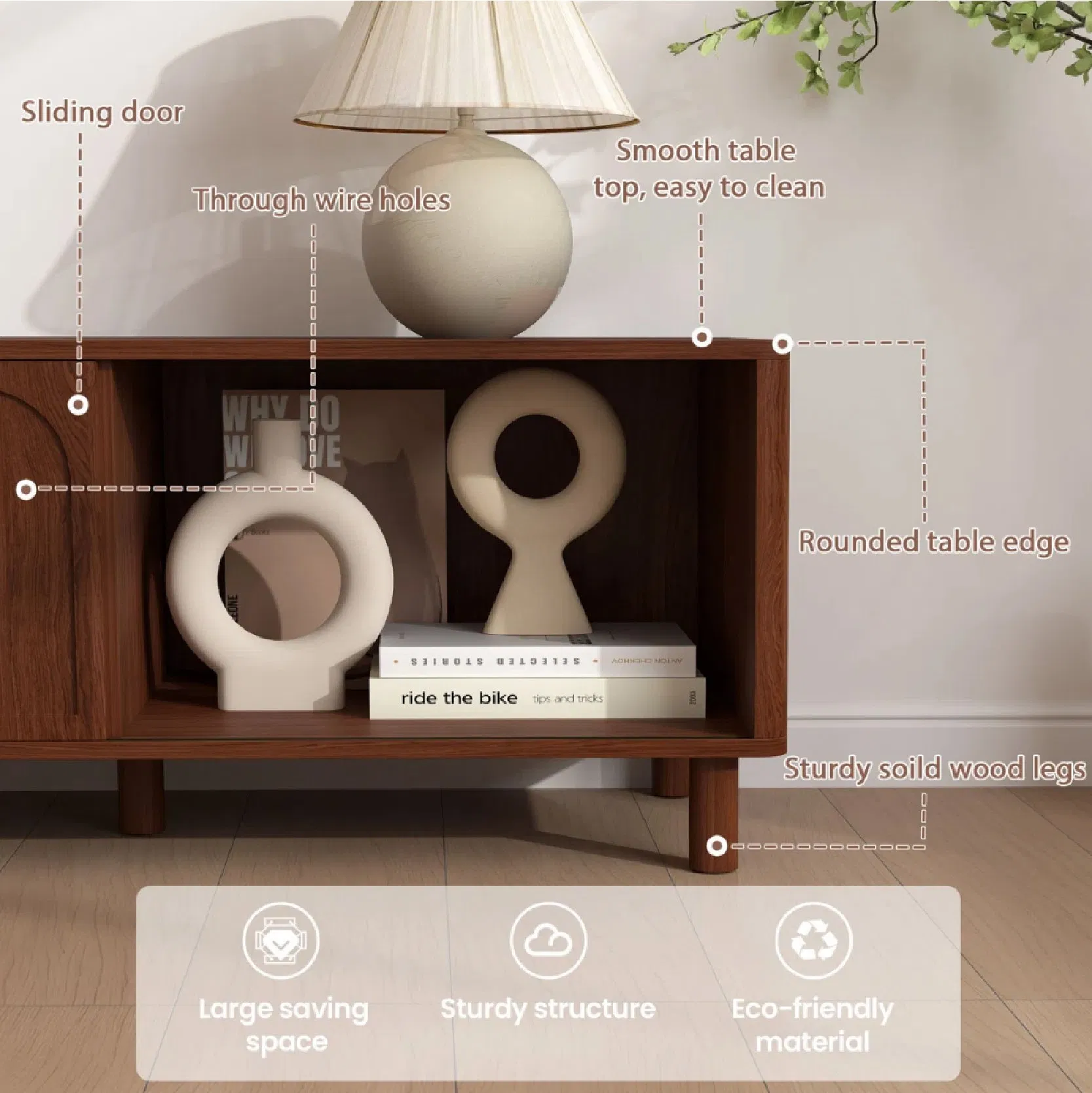 Modern Design Laminated TV Stand Console Table with Storage Compartment