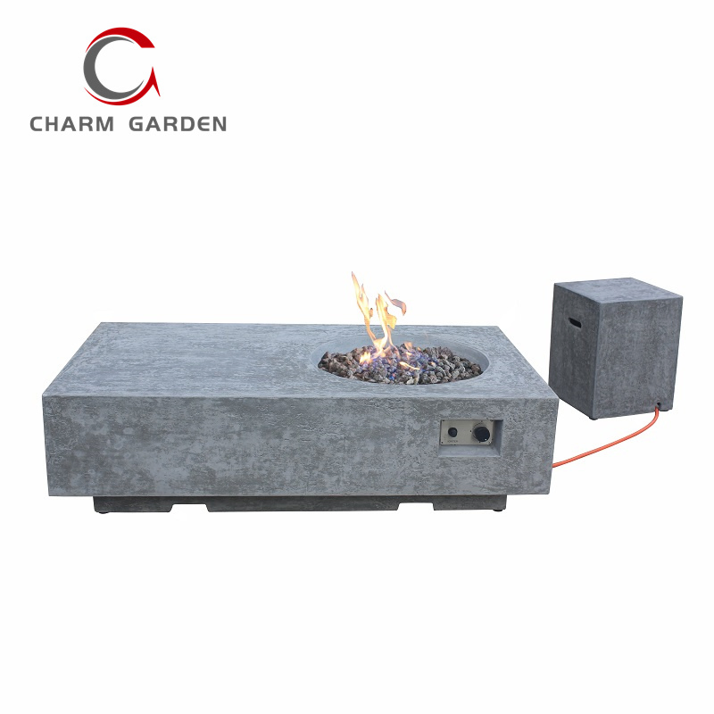 Whole Set Outdoor Gas Fire Table with Side Table Gas Cylinder Tank Cove for Backyard Furnishings Patio Heating
