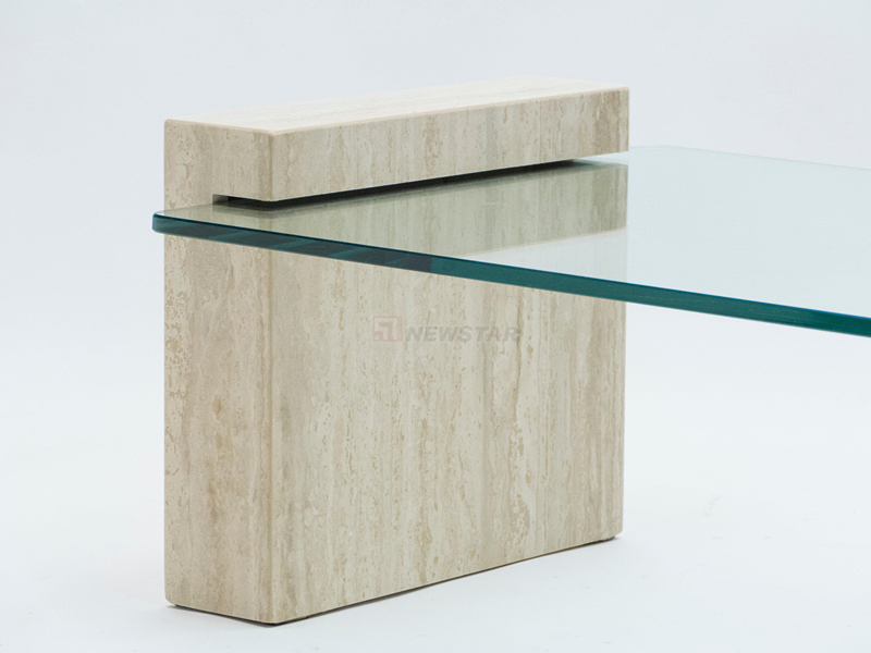 Wholesale Contemporary Coffee Table Marble Travertine Base Glass Top Rectangle Marble Coffee Table Nordic Good Price Ball Table