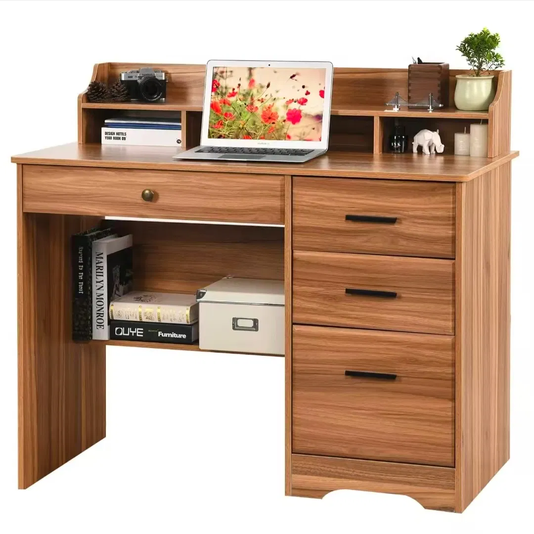 Simple Writing Desk Computer Syudy Desk with Four Drawers Floating Computer Stand Home Office Console with Storage Table Furniture