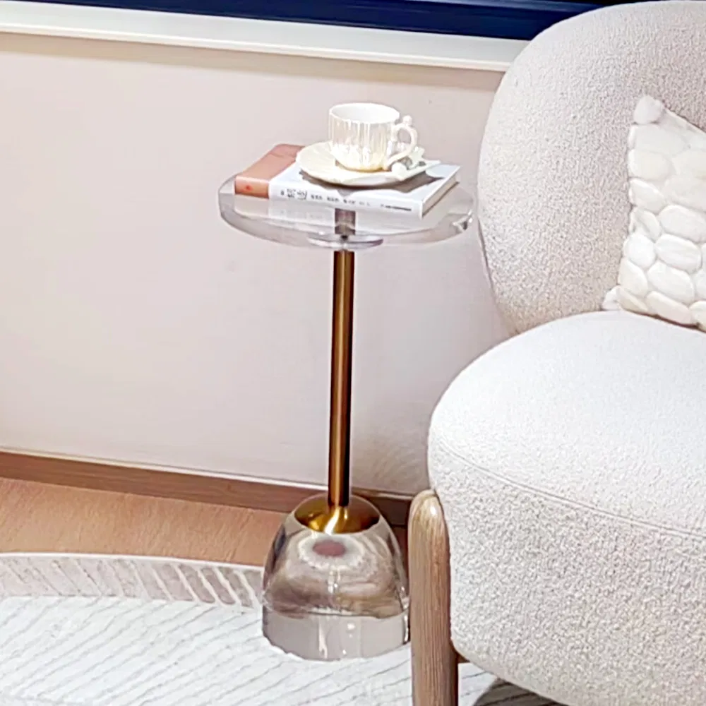 Luxe Clear Acrylic Side Table Gold Accent Minimalist Decor