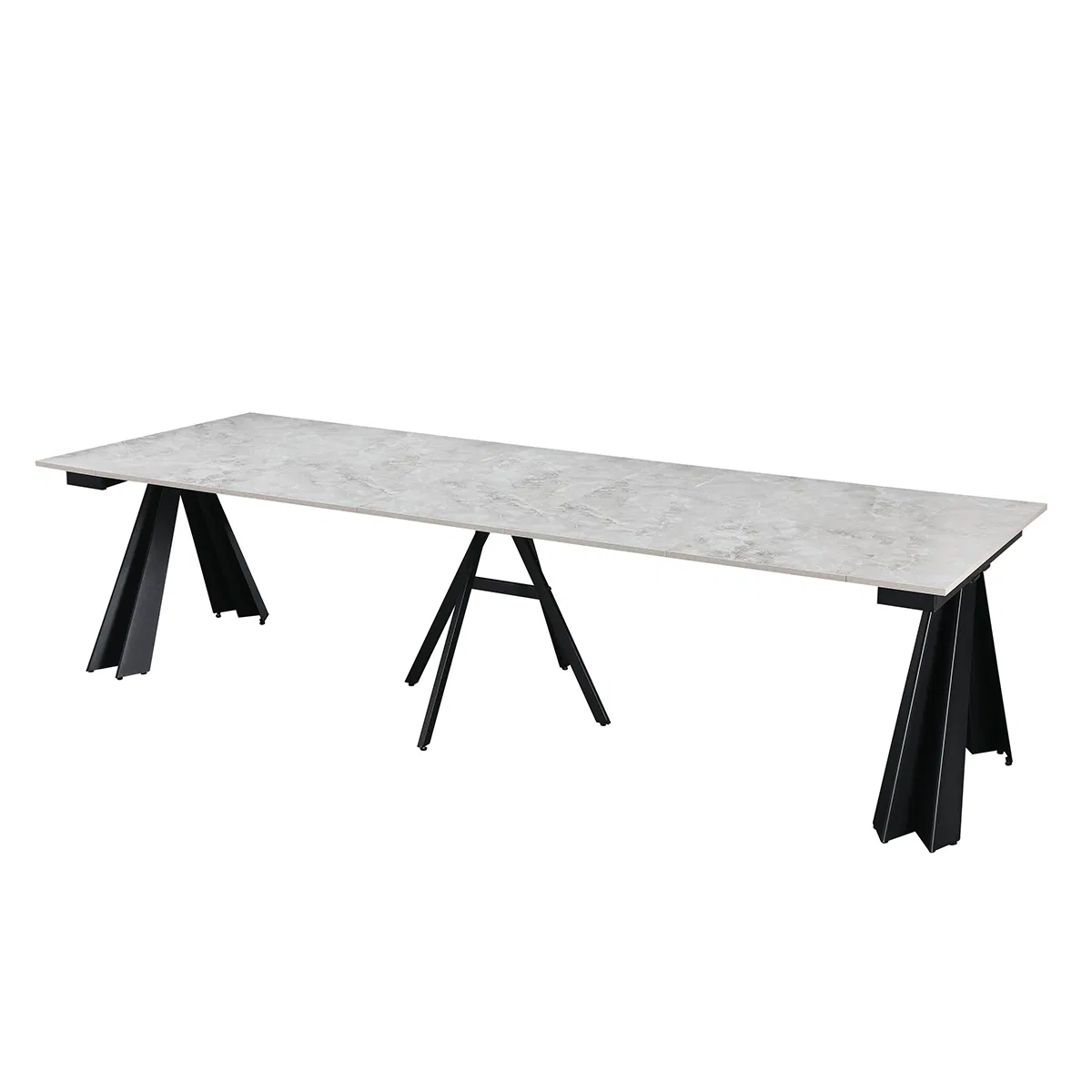 Customized Modern Furniture Melamine Top Extendable Dining Table for Metal Feet