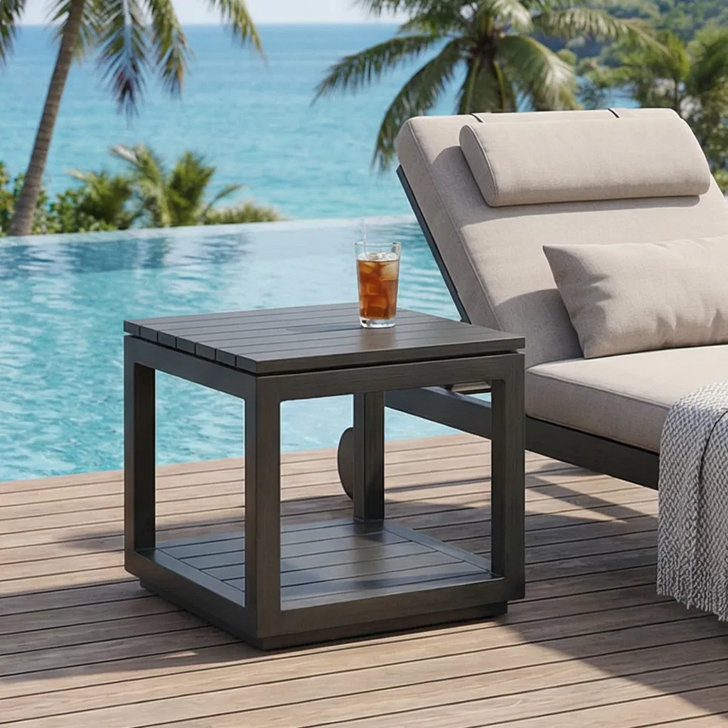 Aluminum Outdoor Sofa Coffee Table with Side Table, Perfect for Patios