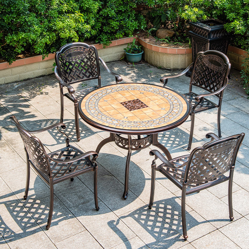Light Luxury Patio Dining Furniture Setcast Aluminium Outdoor Terrace Garden Tables and Chairs