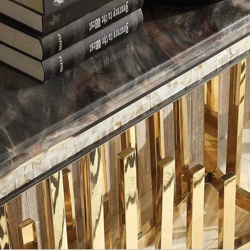 Stainless Steel Glass Table Living Room Rectangular Console Table