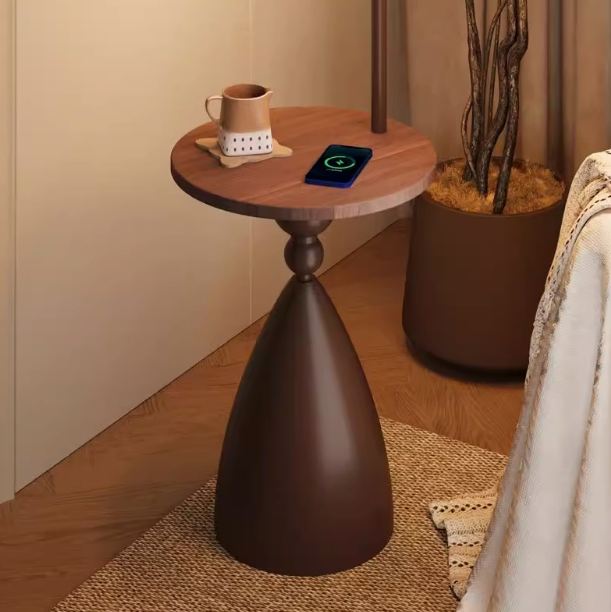 Solid Wood Edge Table with Lighting Living Room Edge Table Bedside Table Coffee Table