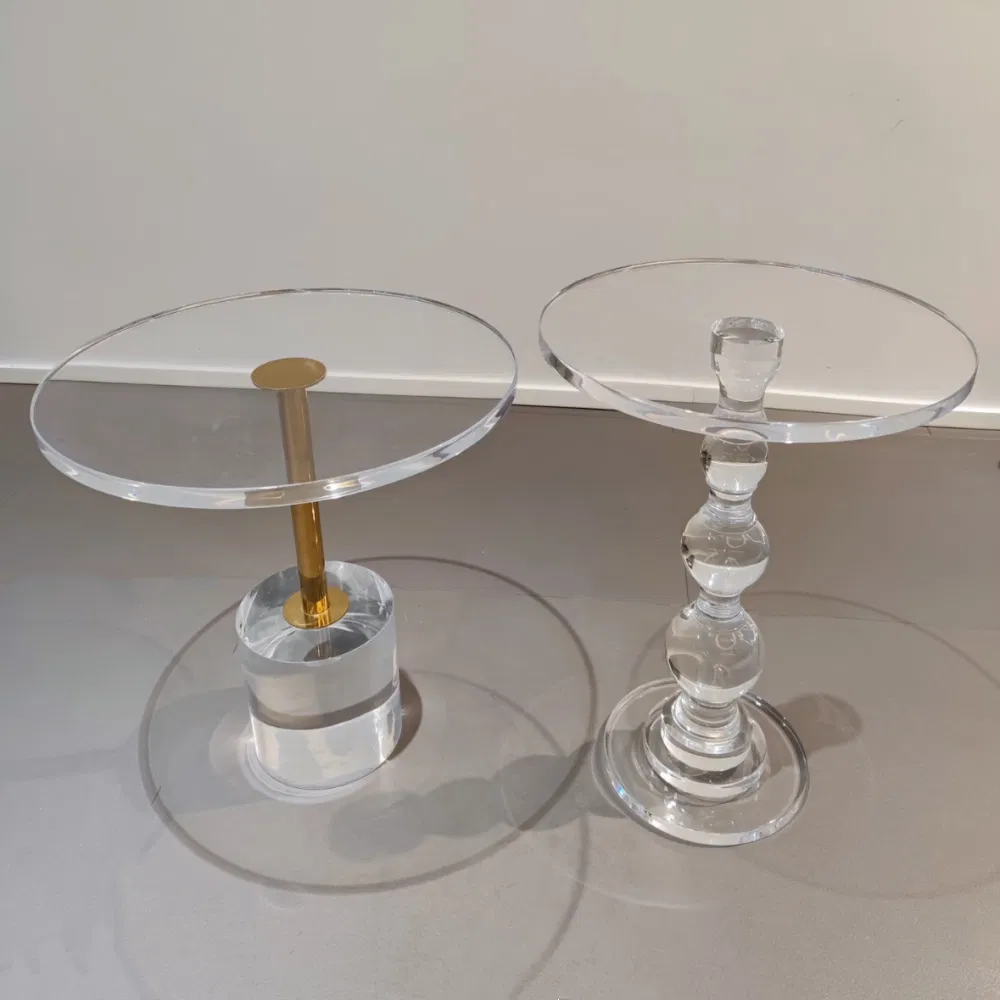 Luxe Clear Acrylic Side Table Gold Accent Minimalist Decor