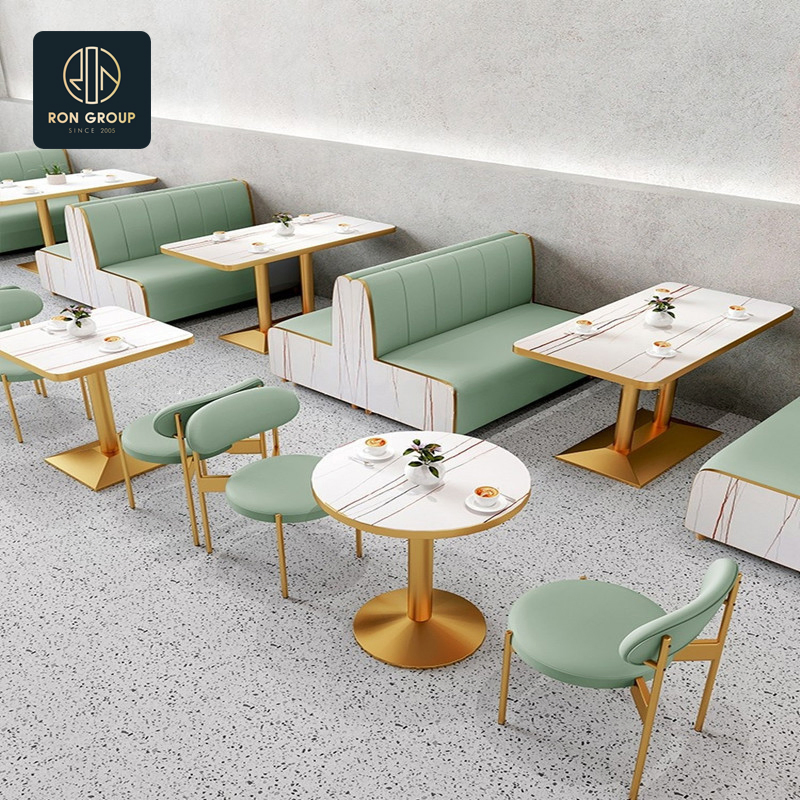 Modern Foshan Commercial Hotel Furniture Cafe Sofa Booth Seating Round Square Marble Restaurant Chair and Table for Coffee Shop Restaurant