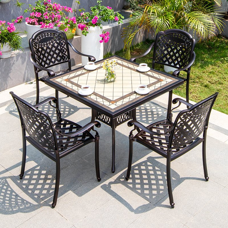 Light Luxury Patio Dining Furniture Setcast Aluminium Outdoor Terrace Garden Tables and Chairs