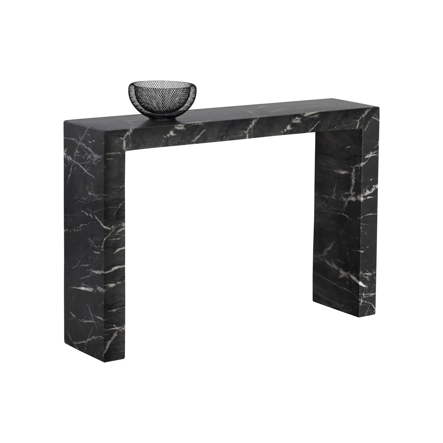 Natural Black Marquina Marble Console Table Narrow Rectangular Marble Top Entryway Table