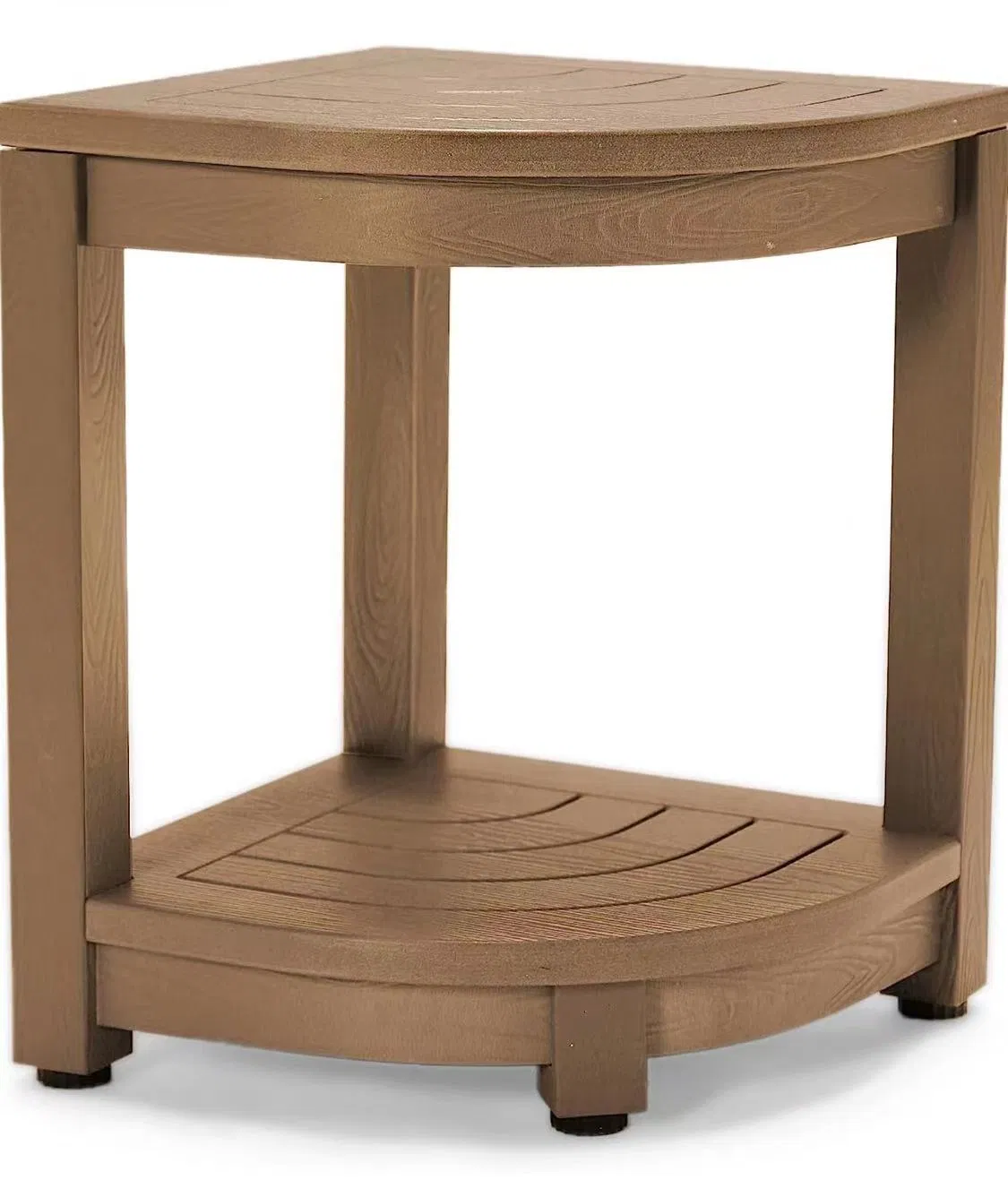Modern 2-Tier Outdoor Side Table Teak Wood Patio End Table Weather Resistant Corner Side Table