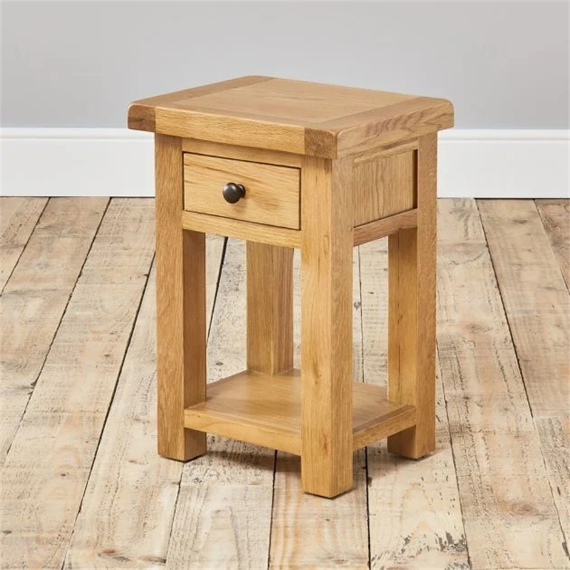 Nordic Solid Oak Living Room Side Table Sofa Center End Table Rural Rectangular 1 Drawer with 1 Shelf Small Coffee/Tea Table for Patio Garden Hotel Using