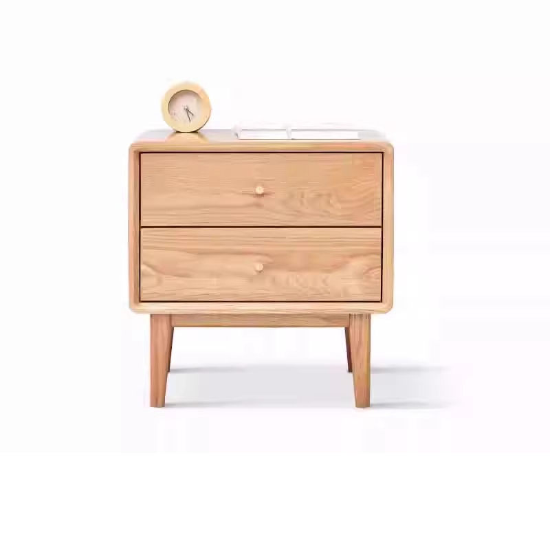 Traditional Neat Solid Red Oak Wood Home Bedroom Bedside Table