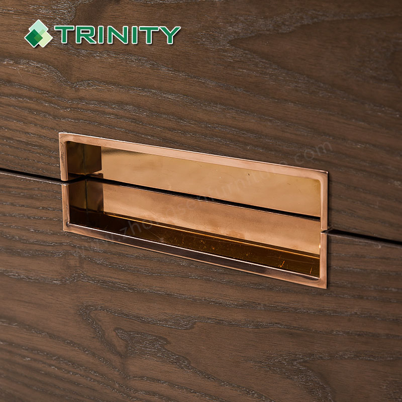 Marble Top Wooden Two Layer Walnut Wood Veneer Bedside Table for Hotel Bedroom