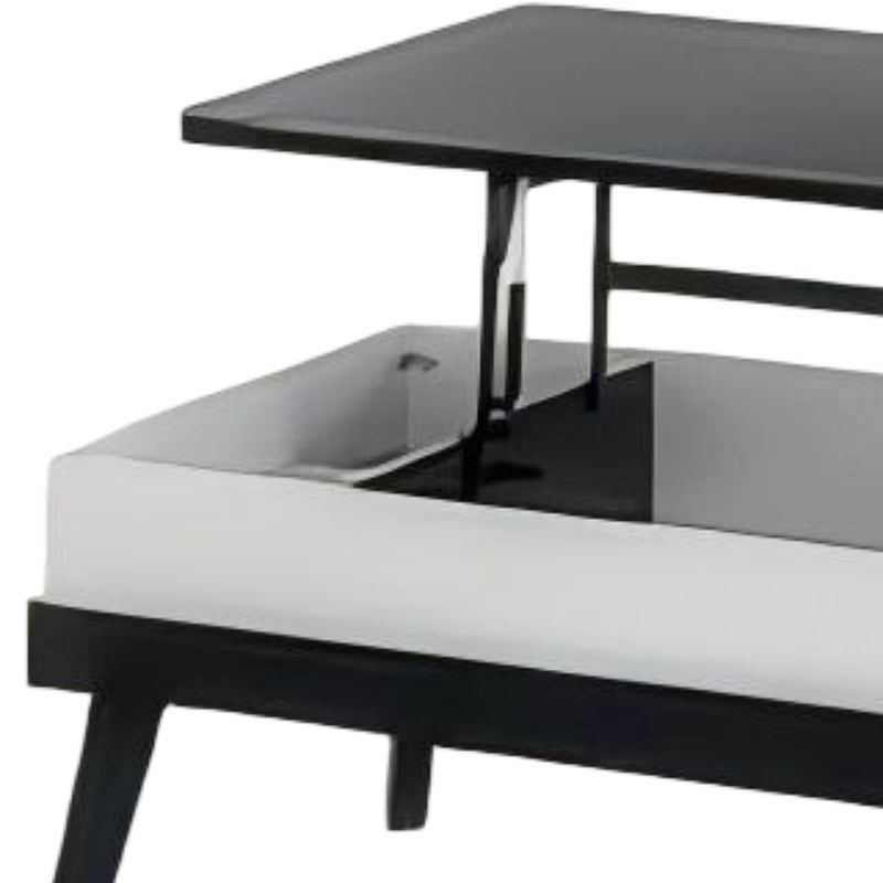 Modern Multi-Functional Lift Top Coffee Table with Black and White Finish Hidden Storage for Home Living Room Tea Table Furniture