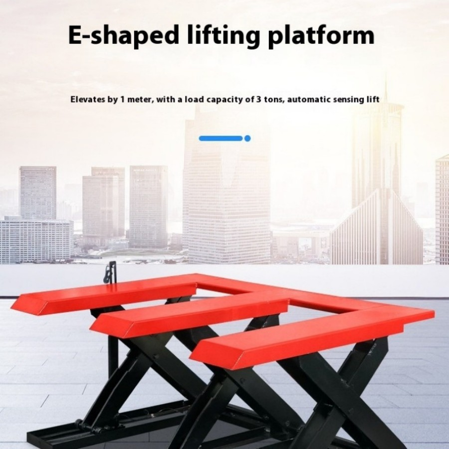 4.5ton Car E U Type Roller Top Stationary Electric Hydraulic Pump Scissor Lift Table Stand Platform with Guardrail